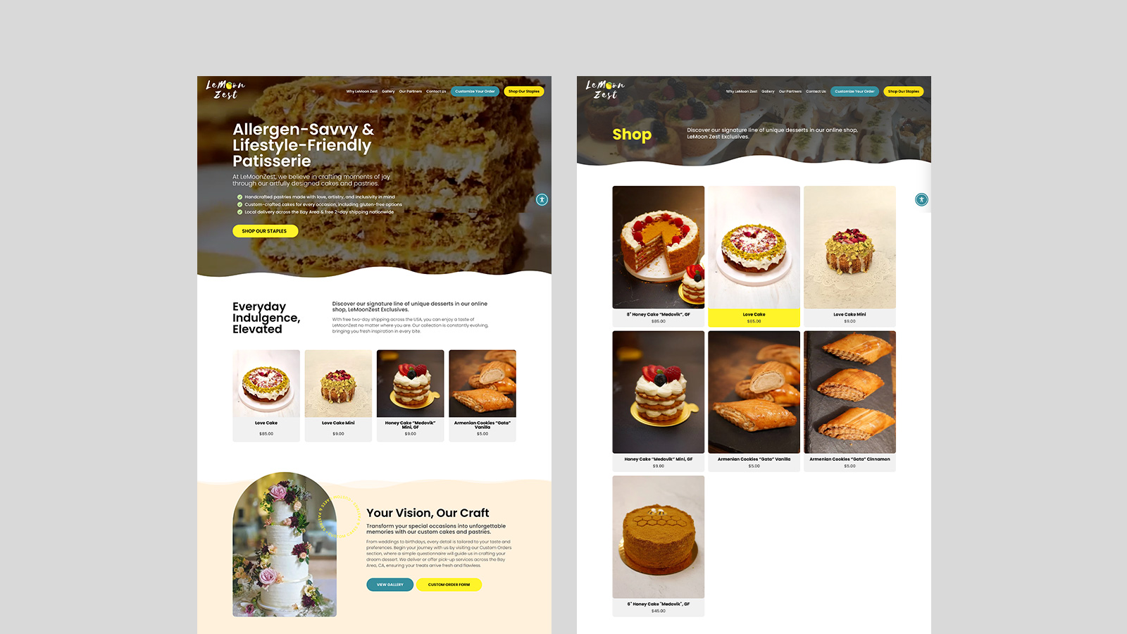 LeMoon Zest Patisserie — design detail, Website Design