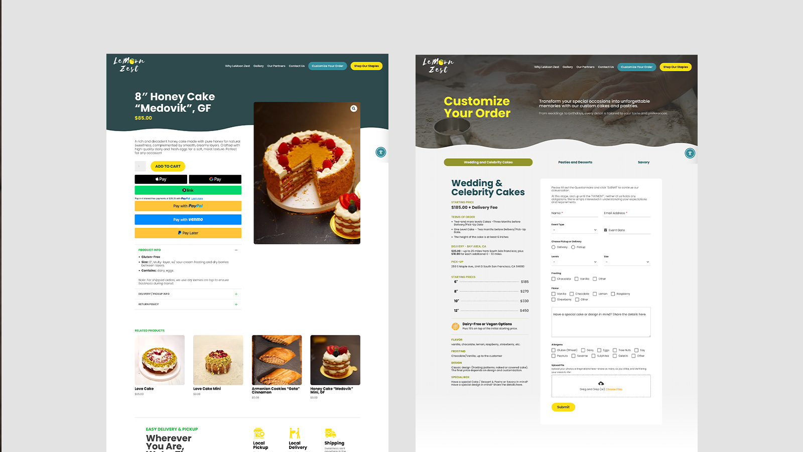 LeMoon Zest Patisserie — project gallery image 3, Website Design
