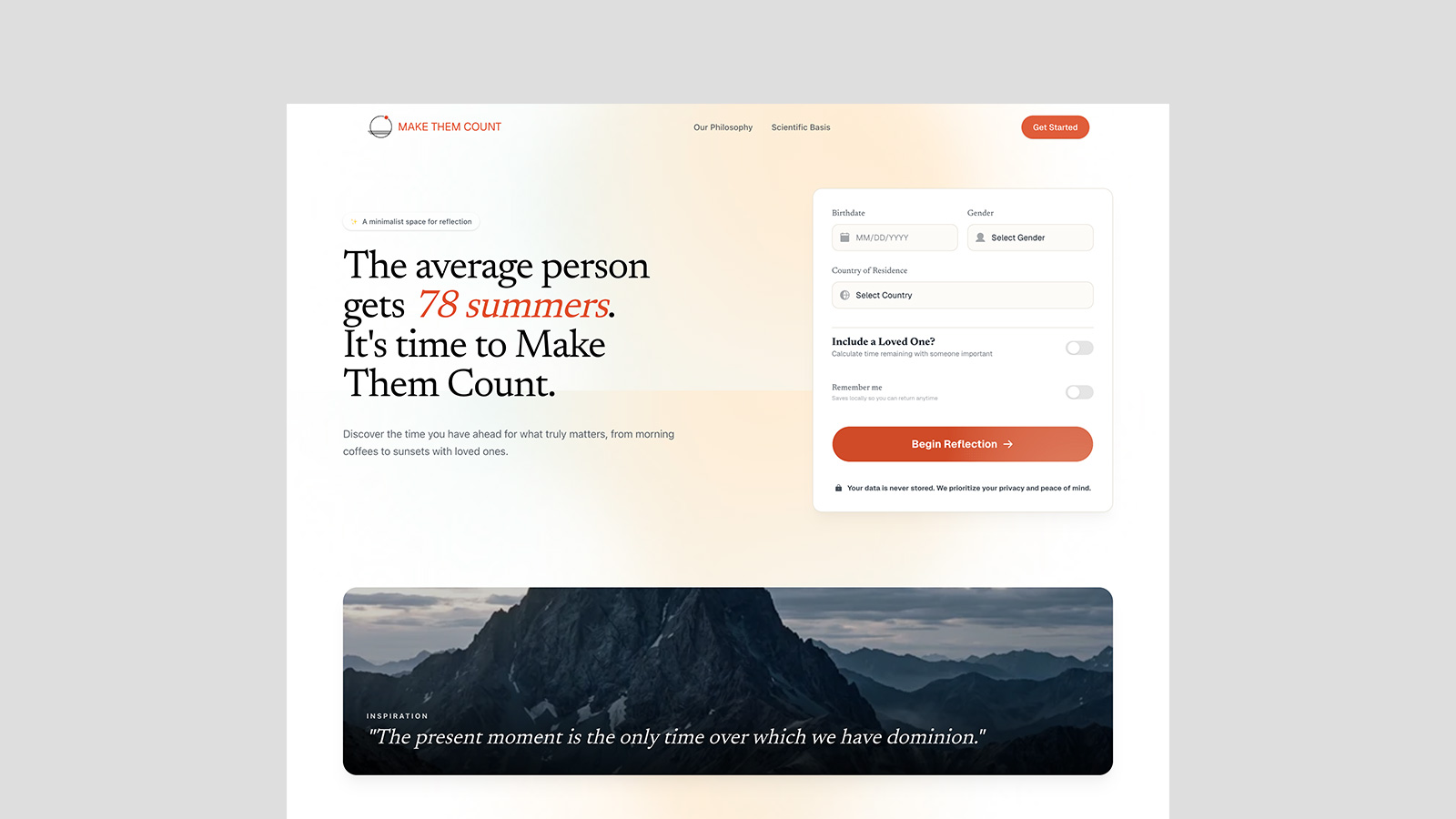 Make Them Count — design detail, Web Application