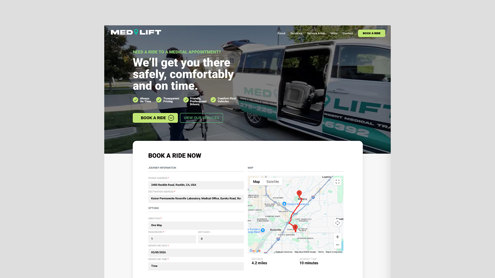 Med Lift — design detail, Website Design