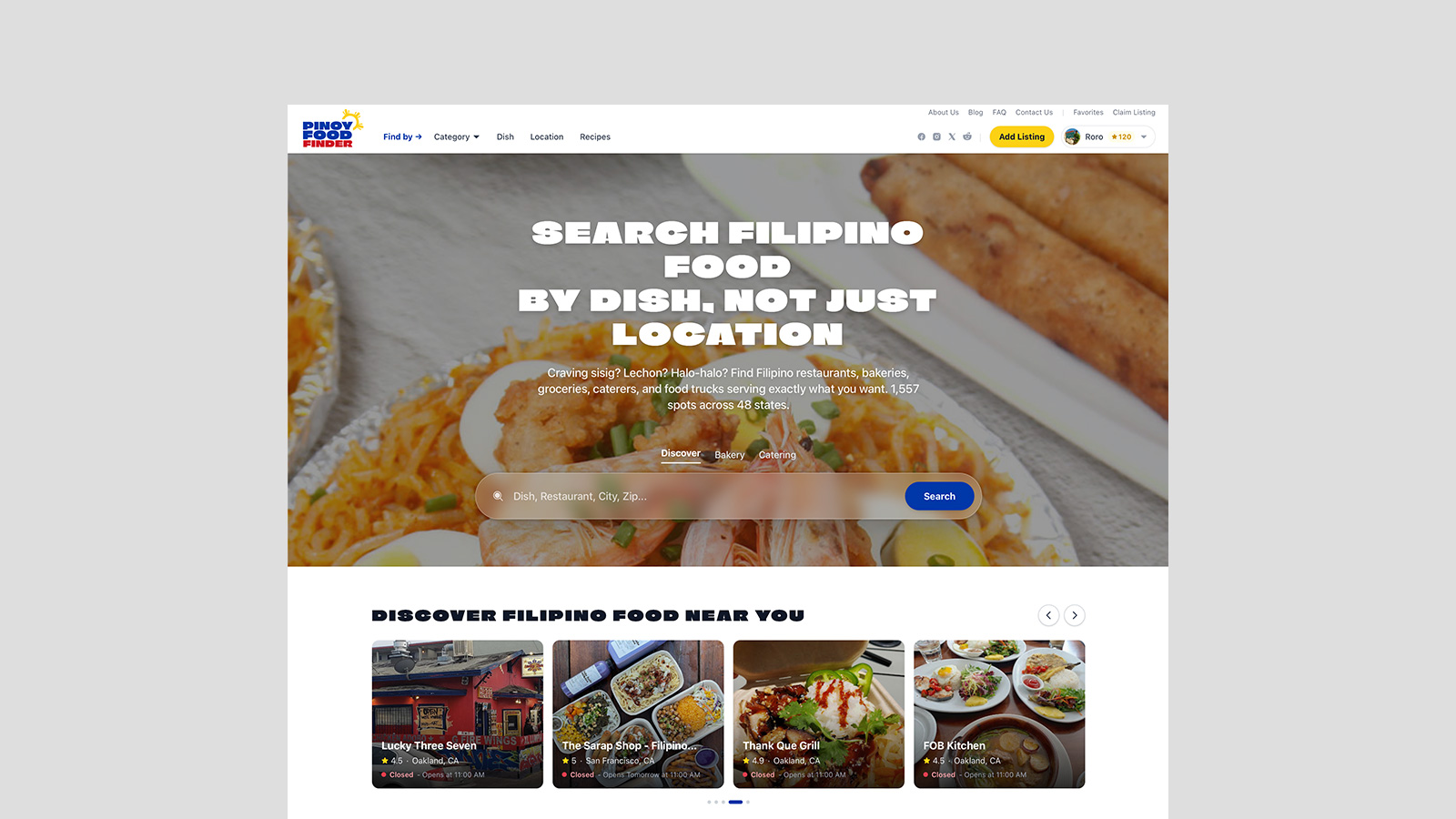 PinoyFoodFinder — design detail, Web Application