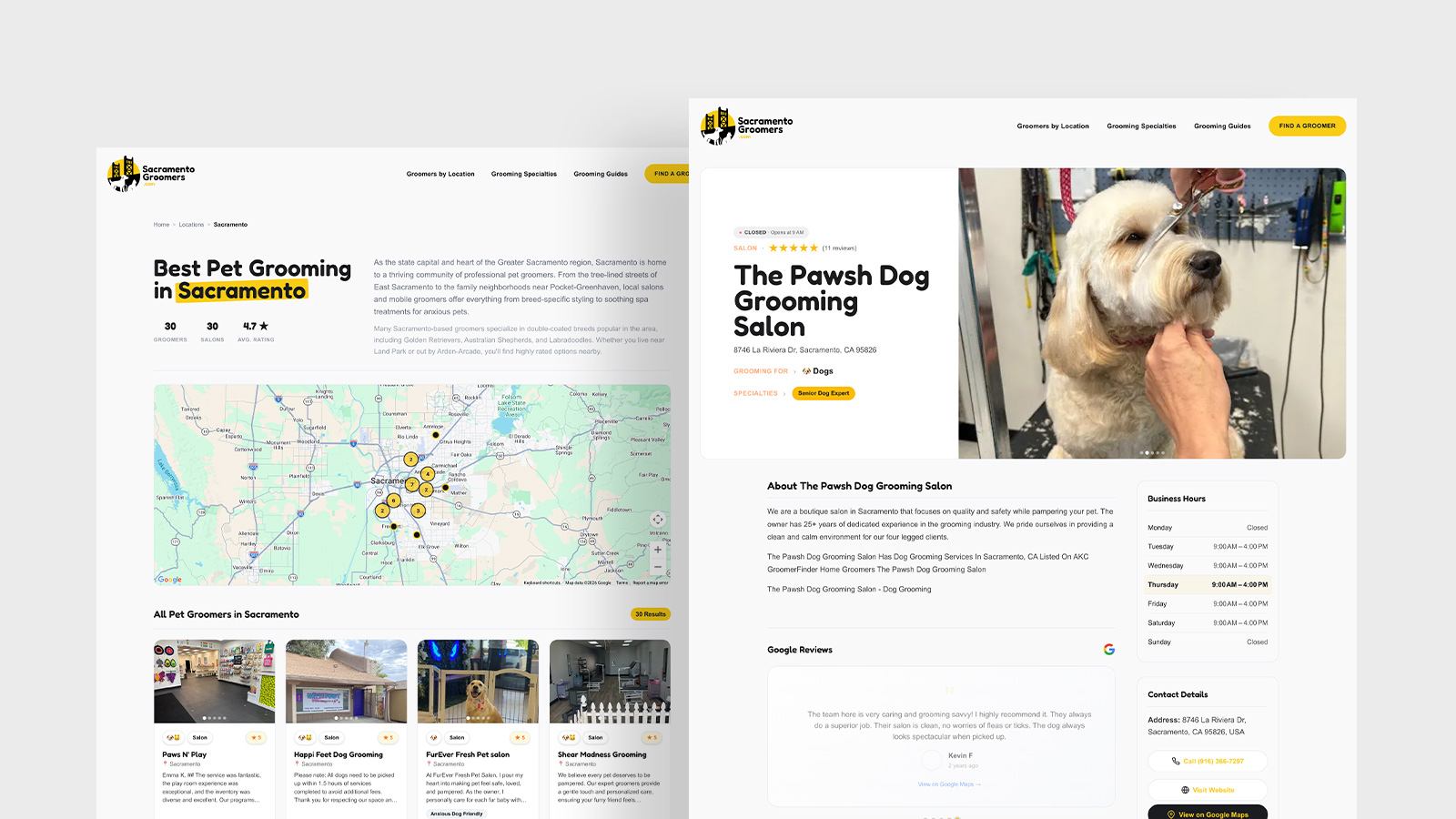 Sacramento Groomers — project gallery image 2, Web Application