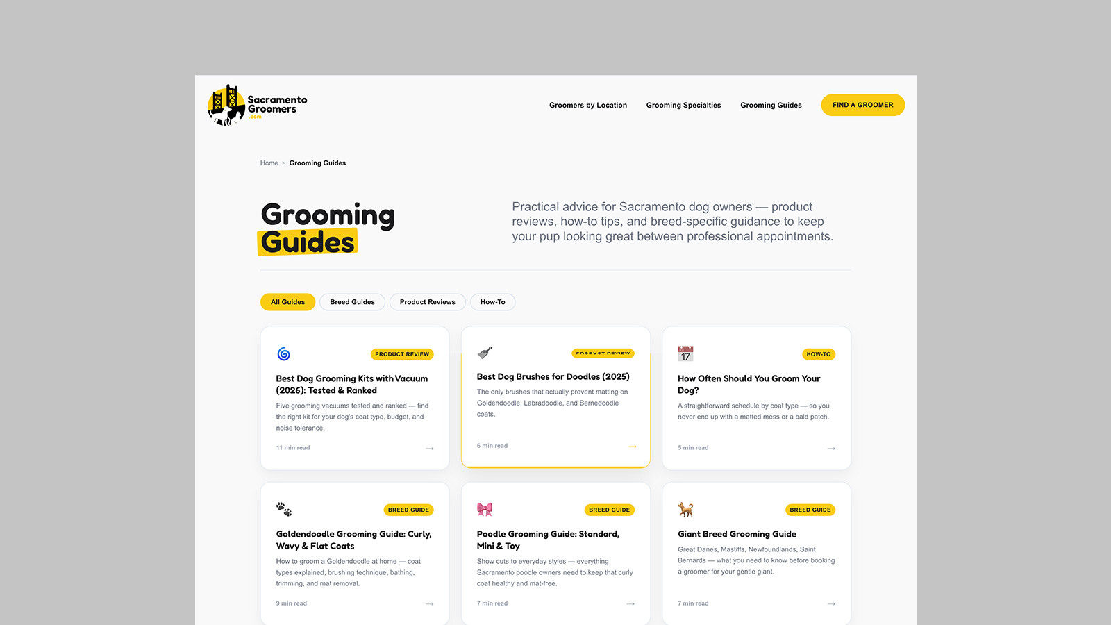 Sacramento Groomers — project gallery image 3, Web Application