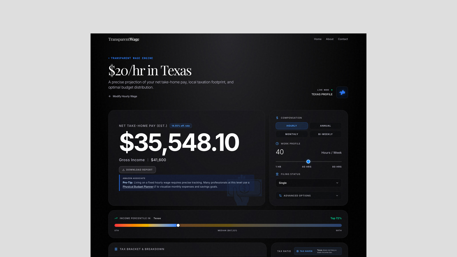 Transparent Wage — design detail, Web Application
